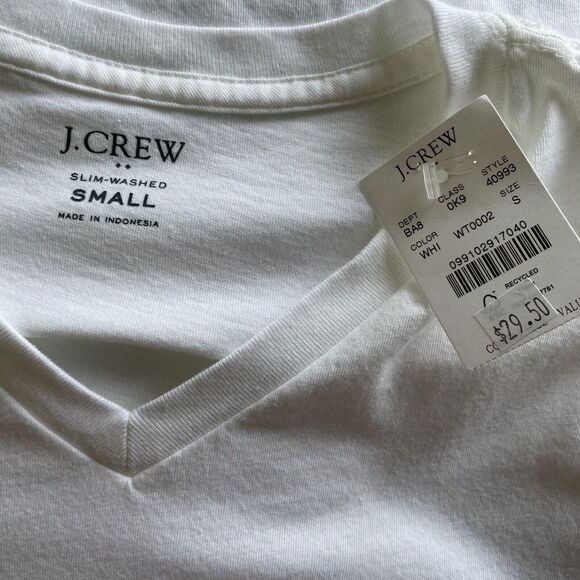 J CREW Mens White Slim-Washed Jersey V-Neck Tee NEW Small S 40993 - Picture 11 of 11